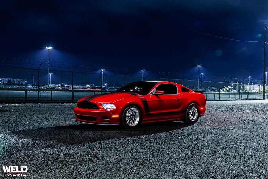 Upgrade Your Mustang with WELD Solana Wheels: 18x9 Front & 17x10 Beadlock Rear on 2013 Boss 302