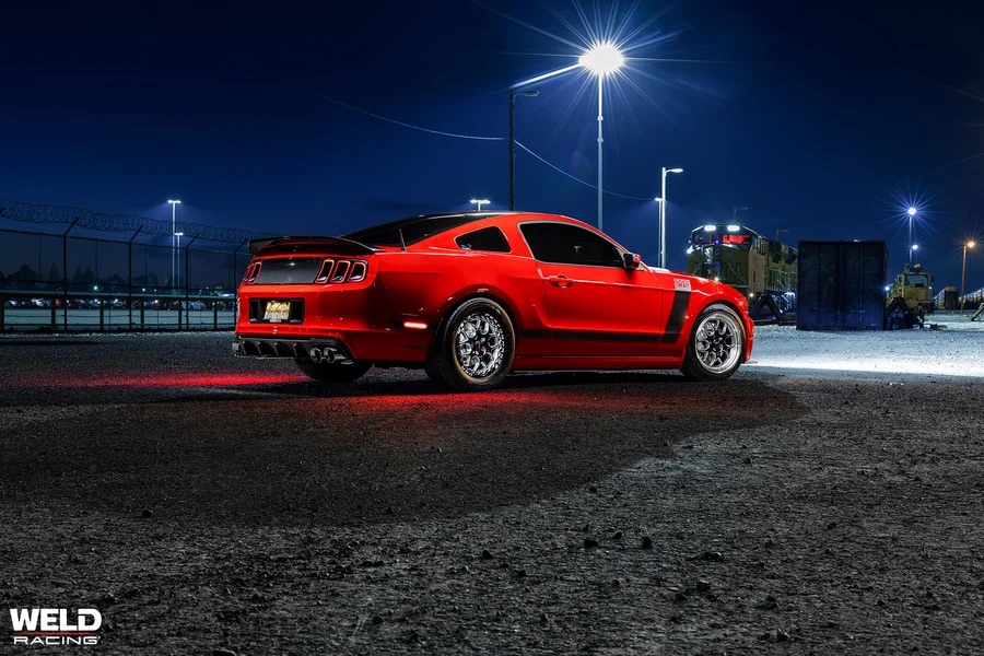 Upgrade Your Mustang with WELD Solana Wheels: 18x9 Front & 17x10 Beadlock Rear on 2013 Boss 302