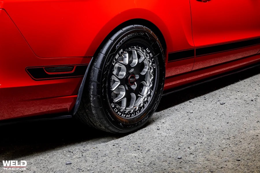 Upgrade Your Mustang with WELD Solana Wheels: 18x9 Front & 17x10 Beadlock Rear on 2013 Boss 302